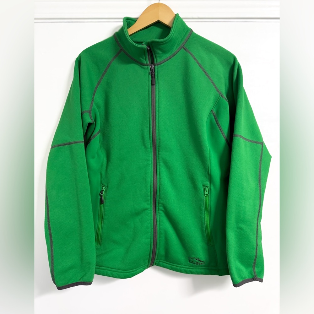 L.L.Bean Green Full Zip Fleece Jacket Women’s L Outdoor Layer Spring Gorpcore